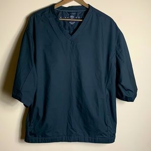Nike Golf V-Neck Short Sleeve Pullover Windbreaker Black Size Large Hand Pockets